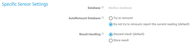 Specific Sensor Settings Specific Sensor Settings