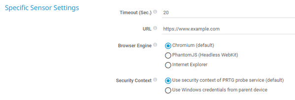 Specific Sensor Settings